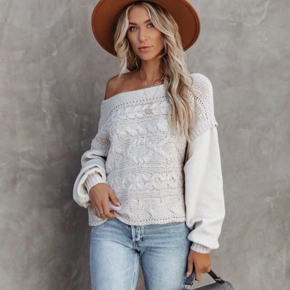 VICI Womens NWOT Chandy Cotton Blend Cable Knit Sweater MEDIUM Relaxed F… - Picture 7 of 13